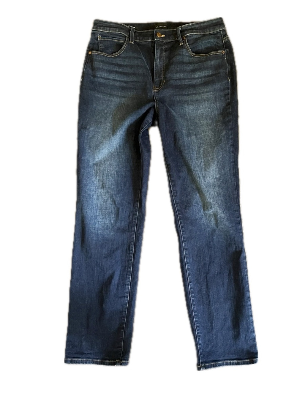 TALBOTS Women’s Straight Leg Denim Jeans Dark Wash Size 12 Stretch 5-pocket